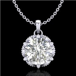 1.36 CTW VS/SI Diamond Solitaire Art Deco Necklace 18K White Gold - REF-361K8W - 37244