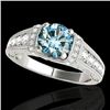 Image 1 : 1.5 CTW Si Certified Fancy Blue Diamond Solitaire Antique Ring 10K White Gold - REF-180W2F - 34779