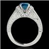 Image 2 : 1.5 CTW Si Certified Fancy Blue Diamond Solitaire Antique Ring 10K White Gold - REF-180W2F - 34779