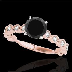 1.75 CTW Certified VS Black Diamond Solitaire Ring 10K Rose Gold - REF-68W8F - 34893