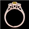 Image 2 : 3.25 CTW Certified Si/I Fancy Intense Yellow Diamond 3 Stone Ring 10K Rose Gold - REF-394Y5K - 35456