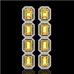 18.64 CTW Fancy Citrine & Diamond Halo Earrings 10K White Gold - REF-184H2A - 41612