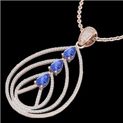 2 CTW Tanzanite & Micro VS/SI Diamond Designer Necklace 14K Rose Gold - REF-116X4T - 22474