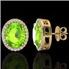 Image 2 : 5.50 CTW Peridot & Micro VS/SI Diamond Halo Earrings 18K Yellow Gold - REF-72F5N - 20256