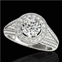 1.7 CTW H-SI/I Certified Diamond Solitaire Halo Ring 10K White Gold - REF-233H6A - 33967