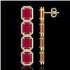 Image 2 : 20.59 CTW Ruby & Diamond Halo Earrings 10K Yellow Gold - REF-230Y9K - 41575