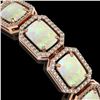 Image 4 : 24.37 CTW Opal & Diamond Halo Bracelet 10K Rose Gold - REF-372W8F - 41538