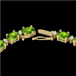 34 CTW Peridot & VS/SI Diamond Tennis Necklace White 10K Yellow Gold - REF-213W6F - 21600