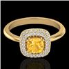 Image 1 : 1.16 CTW Citrine & Micro VS/SI Diamond Ring Solitaire Double Halo 18K Yellow Gold - REF-72W9F - 2102