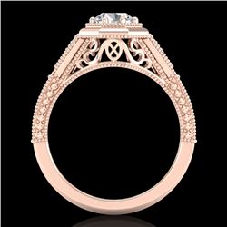 0.84 CTW VS/SI Diamond Solitaire Art Deco Ring 18K Rose Gold - REF-236H4A - 37092