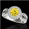 Image 1 : 1.4 CTW Certified Si/I Fancy Intense Yellow Diamond Solitaire Halo Ring 10K White Gold - REF-180T2M 