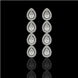 5.22 CTW Pear Diamond Designer Earrings 18K White Gold - REF-969F6N - 42647