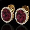 Image 1 : 5.50 CTW Garnet & Micro VS/SI Diamond Halo Earrings 18K Yellow Gold - REF-62W2F - 20252