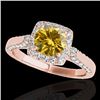 Image 1 : 1.7 CTW Certified Si/I Fancy Intense Yellow Diamond Solitaire Halo Ring 10K Rose Gold - REF-178M2H -