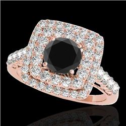 2.3 CTW Certified VS Black Diamond Solitaire Halo Ring 10K Rose Gold - REF-118M5H - 34598