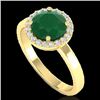 Image 2 : 2 CTW Emerald & Halo VS/SI Diamond Micro Pave Ring Solitaire 18K Yellow Gold - REF-58A2X - 21629