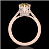 Image 4 : 1.5 CTW Intense Fancy Yellow Diamond Engagement Art Deco Ring 18K Rose Gold - REF-209F3N - 37351
