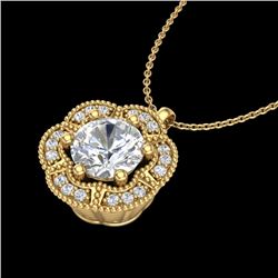 1.01 CTW VS/SI Diamond Solitaire Art Deco Necklace 18K Yellow Gold - REF-245Y5K - 37111
