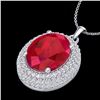 Image 2 : 4.50 CTW Ruby & Micro Pave VS/SI Diamond Necklace 18K White Gold - REF-120Y9K - 20571