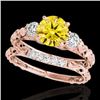 Image 1 : 1.35 CTW Certified Si/I Fancy Intense Yellow Diamond 3 Stone Set 10K Rose Gold - REF-174M5H - 35438