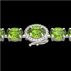 32 CTW Peridot & VS/SI Diamond Tennis Micro Pave Halo Bracelet 14K White Gold - REF-154K4W - 23433
