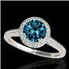 Image 1 : 2.03 CTW Si Certified Fancy Blue Diamond Solitaire Halo Ring 10K White Gold - REF-252W8F - 33540