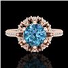 Image 2 : 1.65 CTW Fancy Intense Blue Diamond Engagement Art Deco Ring 18K Rose Gold - REF-230X9T - 37727
