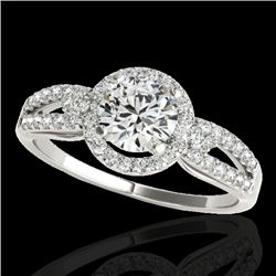 1.25 CTW H-SI/I Certified Diamond Solitaire Halo Ring 10K White Gold - REF-161W8F - 34087