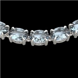 45 CTW Aquamarine Eternity Designer Inspired Tennis Necklace 14K White Gold - REF-418W5F - 23398