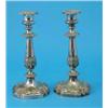 Image 1 : A pair of Victorian plated candlesticks, each decorated throughout with acanthus leaves and flora...