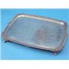 Image 1 : A George IV silver rounded rectangular tray, the gadrooned rim with acanthus leaf and scroll corn...