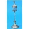 Image 1 : A Dutch white metal Gothic design table lighter, the etched glass reservoir supported on a spiral...