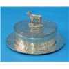 Image 1 : A Victorian silver butter dish and cover, modelled as a staved churn with goat finial, London 184...