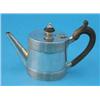 Image 1 : A George I silver teapot, with wooden scroll handle, turned finial and banded rim and base, Londo...