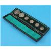 Image 1 : A cased set of 6 Edwardian silver buttons, 4 small and 2 larger, each embossed with a female figu...