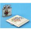 Image 1 : A George VI silver and enamel compact and matched Ronson cigarette lighter, each decorated with a...