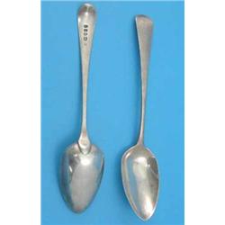 A pair of George III Old English Pattern silver table spoons, makers Peter, Ann and William Batem...