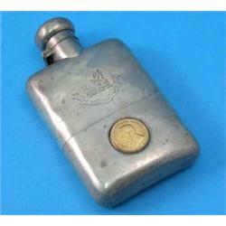A Victorian silver hip flask and fitted cup of military interest, engraved 'Capt Campbell 91st Hi...