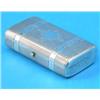 Image 1 : A Russian 84 Zolotnik silver trinket box, modelled as a travelling case with engine turned decora...