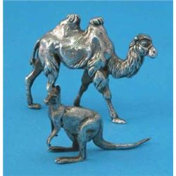 A Continental silver model of a kangaroo, import mark for Sheffield 1975 and a white metal model...