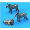 Image 1 : Three silver models of horses, comprising a pair of shires and a recumbent foal, London 1978, 2in...