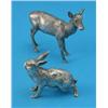 Image 1 : Two silver animal models, comprising a doe deer, London 1975 and a German hare, 3.75 x 3ins...