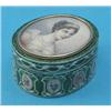 Image 1 : A 19th century Continental silver and green enamel oval snuff box, the lid inset with a watercolo...