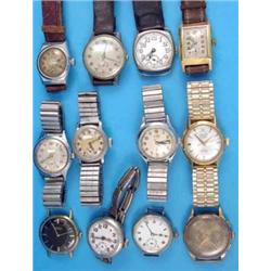 A group of 12 assorted wrist watches, including an 18k gold chronograph...