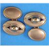 Image 1 : A pair of oval 9ct gold cufflinks, with chain link connections, 9.8grms...