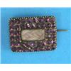 Image 1 : A Victorian gold rectangular mourning brooch, with hair compartment surrounded by 2 rows of ameth...