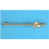 Image 1 : A 15ct gold tie pin, mounted with a 3-stone diamond set leaf motif...