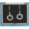 Image 1 : A pair of Edwardian gold and diamond drop earrings, designed as open circles, each set 13 old cut...