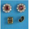 Image 1 : A pair of 9ct gold, ruby and diamond circular cluster earstuds...