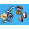 Image 1 : A pair of 9ct gold and enamel rectangular cufflinks, with chain link connections and 1 other pair...